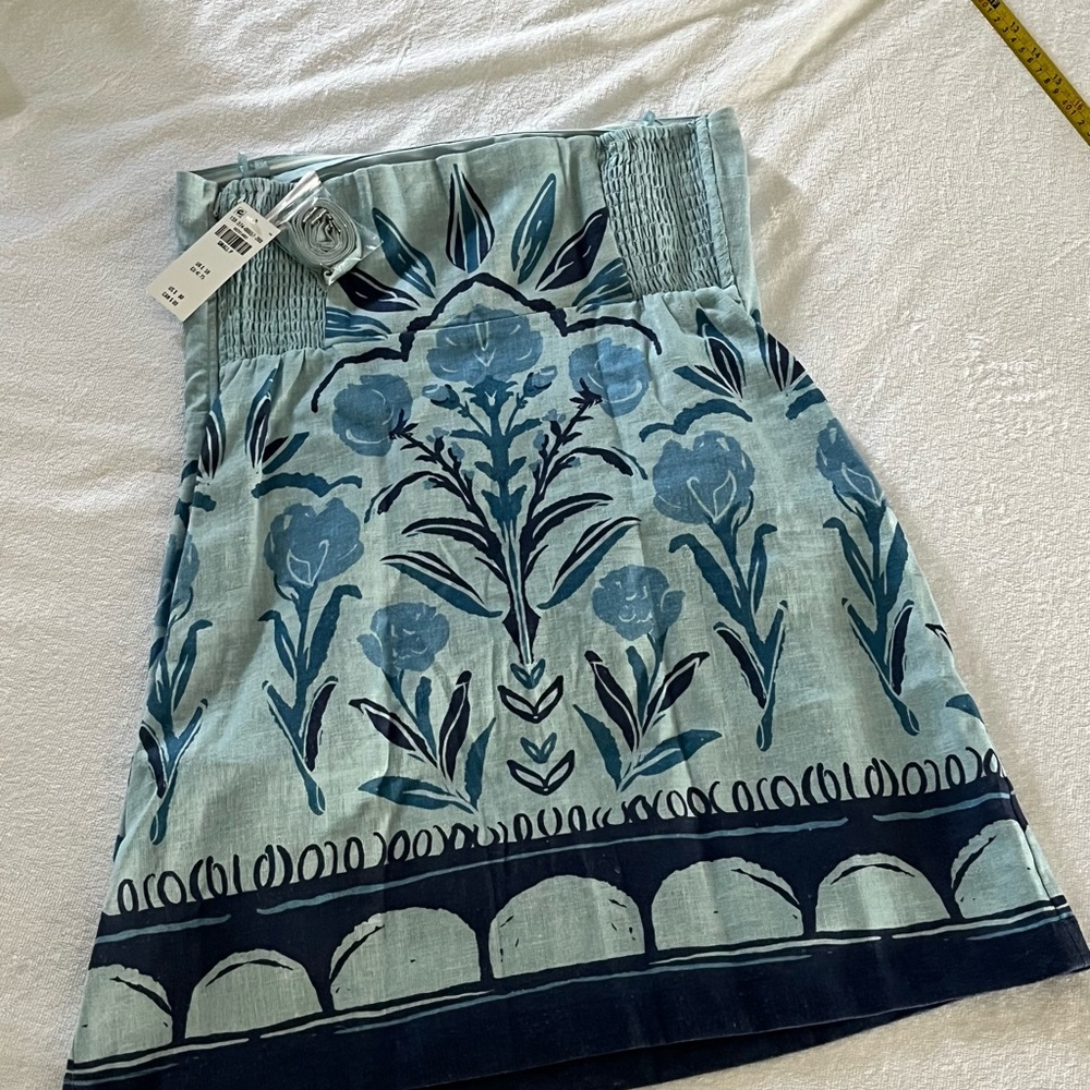 NWT Abercrombie & Fitch Scarlett Linen Blend Dress Blue Floral Pattern SP - Picture 8 of 12